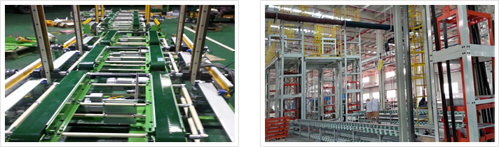 Samsung REF 180-degree turn conveyor & assembly elevator facility from L